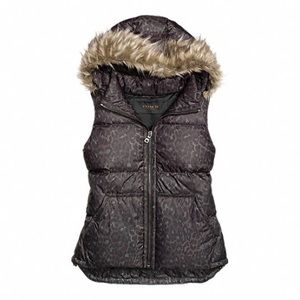 Coach Women’s Leopard Ocelot Grey Puffer Vest XL